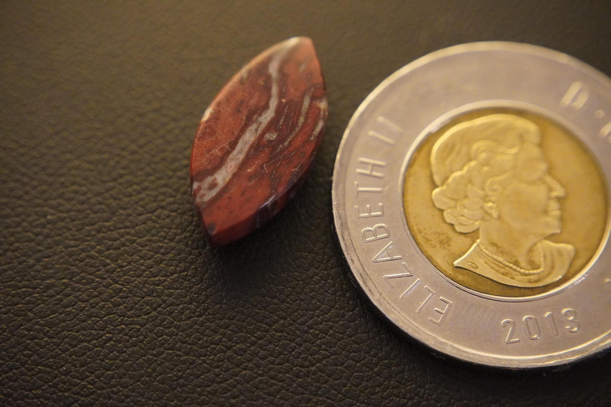 Jasper Cabochon, 19 x 9 mm, Handmade Marquise, from Newfoundland and Labrador, Canada