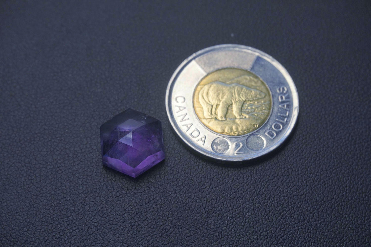 Amethyst, 14.65 x 6 mm Rose Cut Stone, from Newfoundland and Labrador, Canada