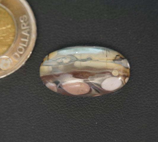 Cabochon en jaspe paysage, 36 x 15 mm, ovale fait main, de Terre-Neuve-et-Labrador, Canada