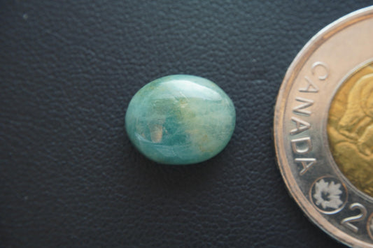 Cabochon aigue-marine, 12 x 10 mm, ovale fait main, originaire de Terre-Neuve-et-Labrador, Canada