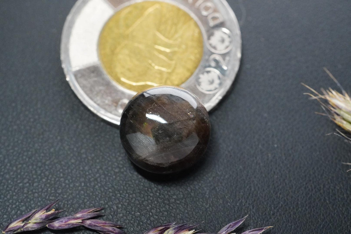 Labradorite Cabochon, 13 x 8 mm, Handmade Round, from Newfoundland and Labrador, Canada