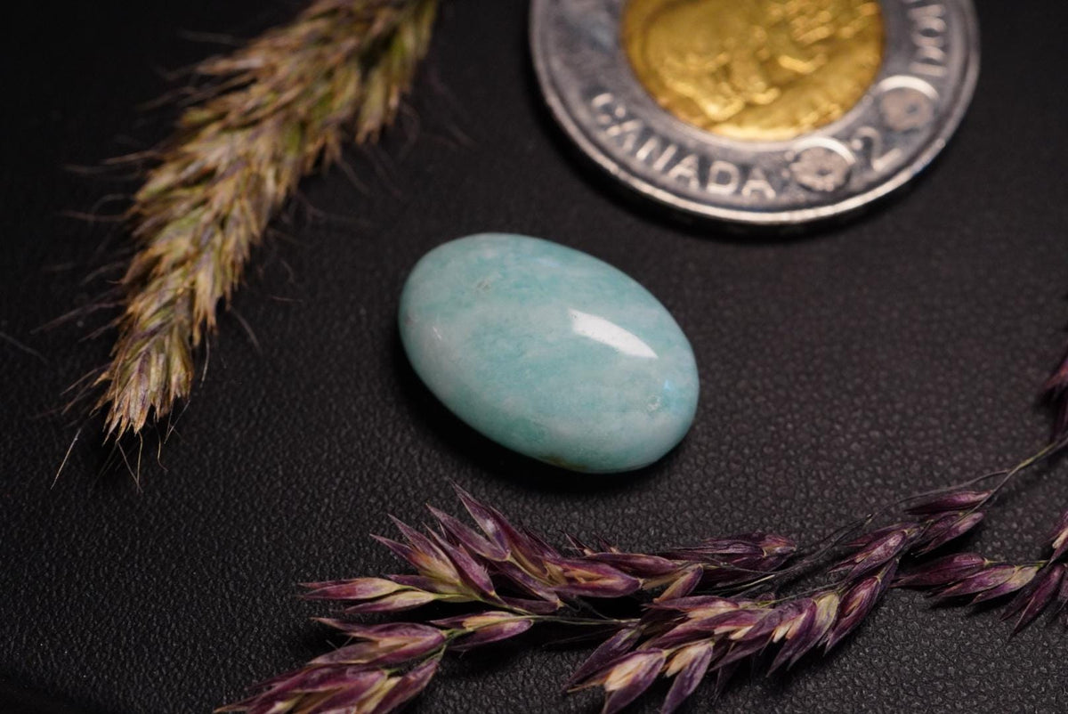 Amazonite Cabochon, 19 x 12 mm, Handmade Oval, from Quebec, Canada