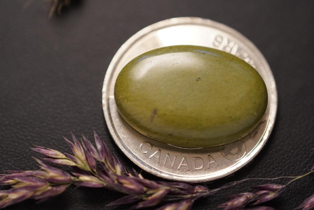 Epidosite Cabochon, 24 x 16 mm, Handmade Oval, from Saskatchewan, Canada