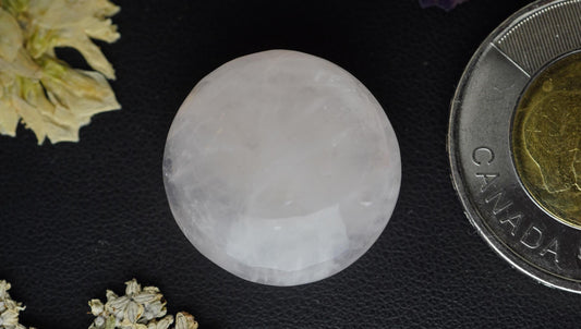 Cabujón de cuarzo rosa, 21.0 x 7.35 mm, redondo hecho a mano, de Ontario, Canadá