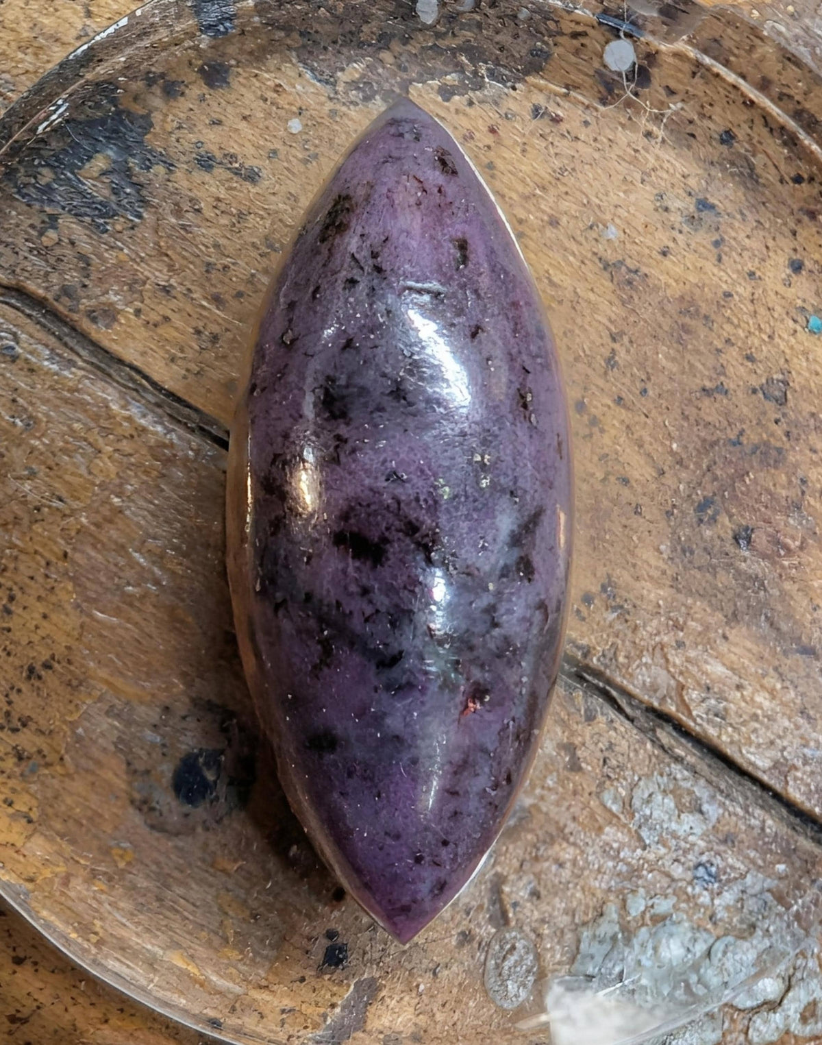 Corundum-Sapphire Cabochon, 29 x 12 mm, Handmade Marquise, from Newfoundland and Labrador, Canada