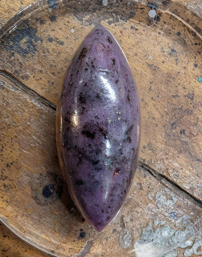 Corundum-Sapphire Cabochon, 29 x 12 mm, Handmade Marquise, from Newfoundland and Labrador, Canada
