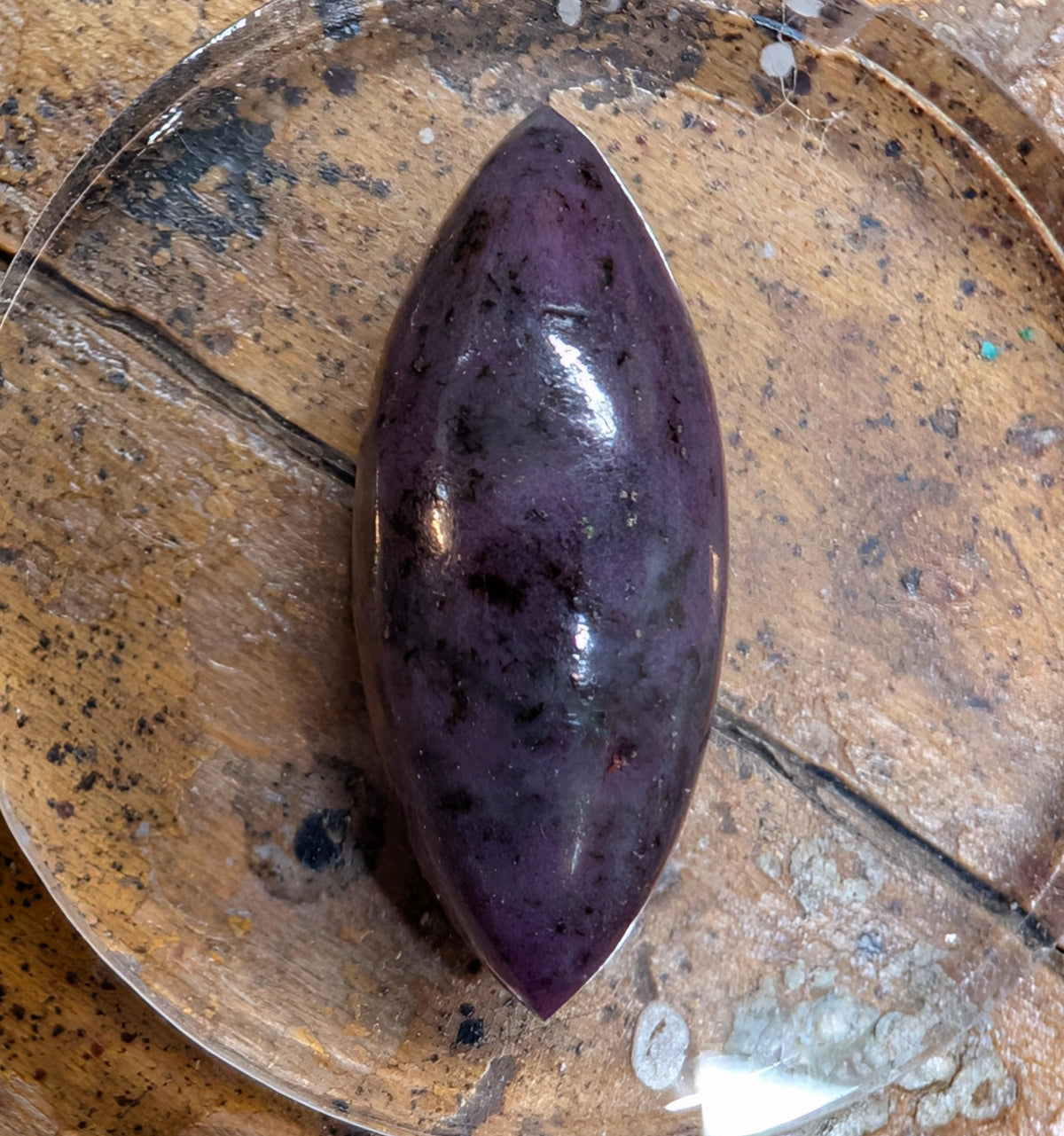 Corundum-Sapphire Cabochon, 29 x 12 mm, Handmade Marquise, from Newfoundland and Labrador, Canada