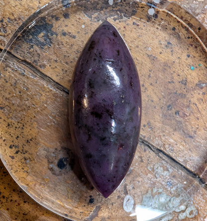 Corundum-Sapphire Cabochon, 29 x 12 mm, Handmade Marquise, from Newfoundland and Labrador, Canada