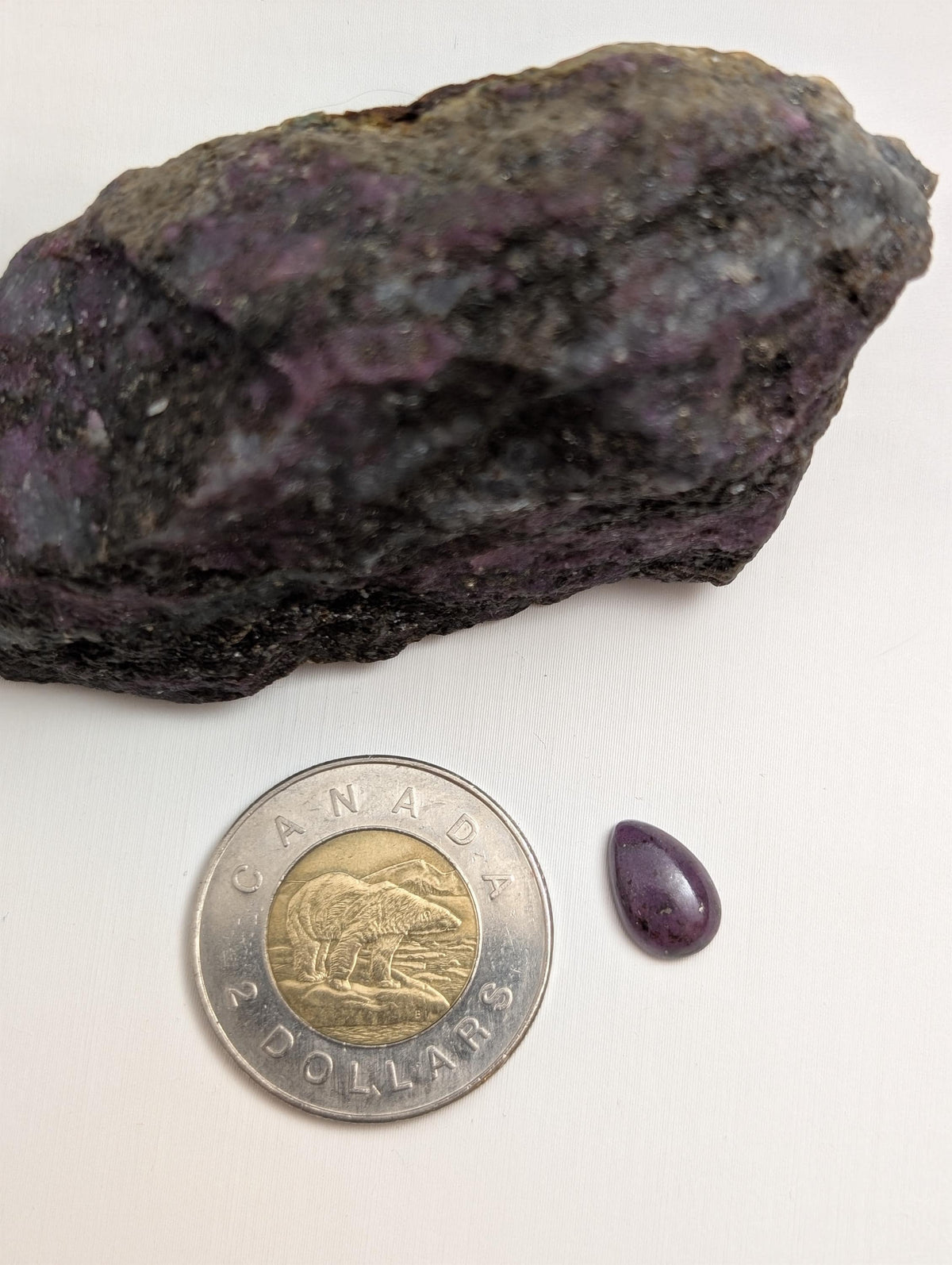 Corundum-Sapphire Cabochon, 12 x 8 mm, Handmade Pear, from Newfoundland and Labrador, Canada
