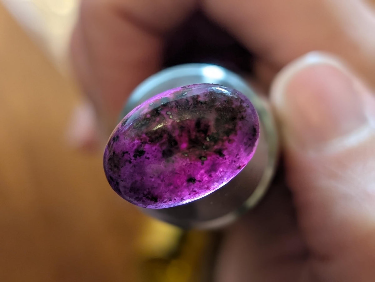 Corundum-Sapphire Cabochon, 17 x 11.5 mm, Handmade Oval, from Newfoundland and Labrador, Canada