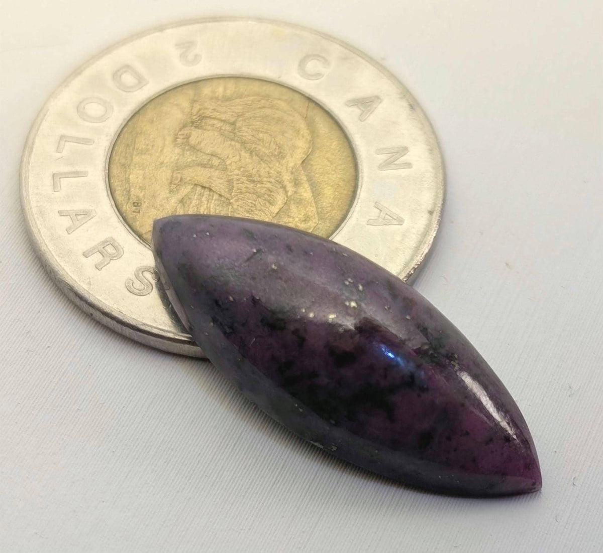 Corundum-Sapphire Cabochon, 29 x 12 mm, Handmade Marquise, from Newfoundland and Labrador, Canada