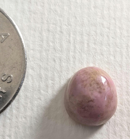 Rhodonite Cabochon, 12 x 11 mm, Handmade Oval, from British Columbia, Canada