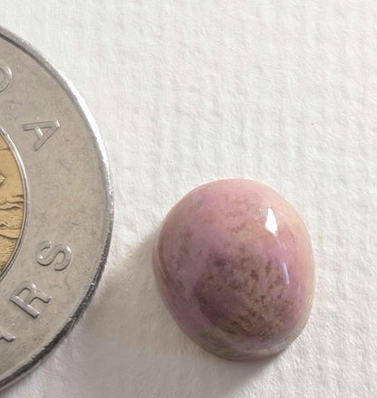 Rhodonite Cabochon, 12 x 11 mm, Handmade Oval, from British Columbia, Canada