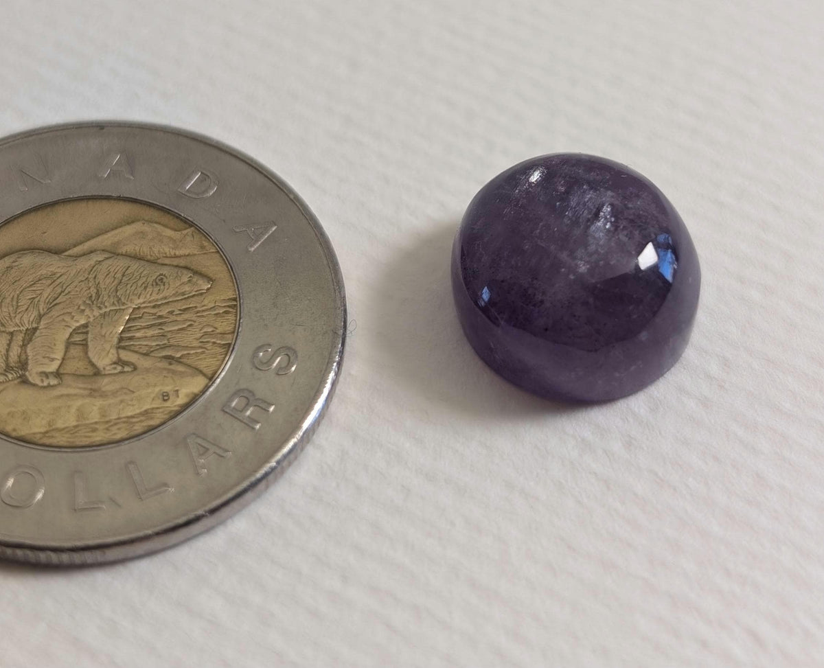 Amethyst Cabochon, 14 x 8 mm, Handmade Round, from Ontario, Canada