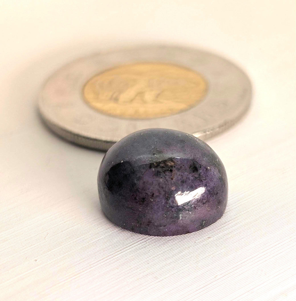 Corundum-Sapphire Cabochon, 14 x 13 mm, Handmade Oval, from Newfoundland and Labrador, Canada