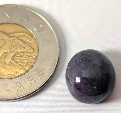 Corundum-Sapphire Cabochon, 14 x 13 mm, Handmade Oval, from Newfoundland and Labrador, Canada