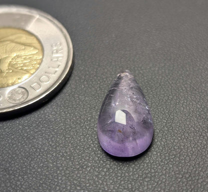 Amethyst Cabochon, 19 x 10 mm, Handmade Pear, from Newfoundland and Labrador, Canada