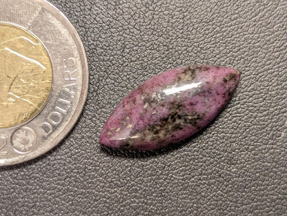 Corundum-Sapphire Cabochon, 25 x 11 mm, Handmade Marquise, from Newfoundland and Labrador, Canada