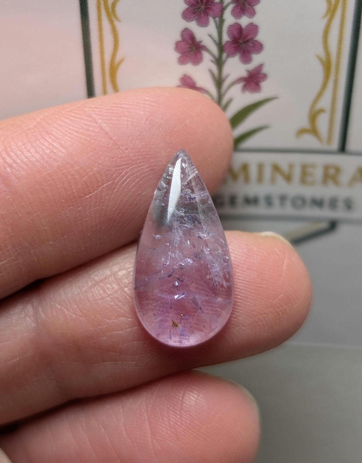 Amethyst Cabochon, 19 x 10 mm, Handmade Pear, from Newfoundland and Labrador, Canada