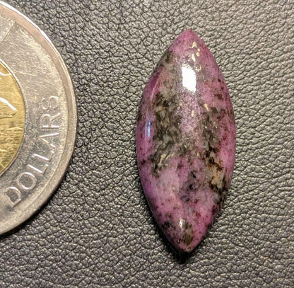Corundum-Sapphire Cabochon, 25 x 11 mm, Handmade Marquise, from Newfoundland and Labrador, Canada