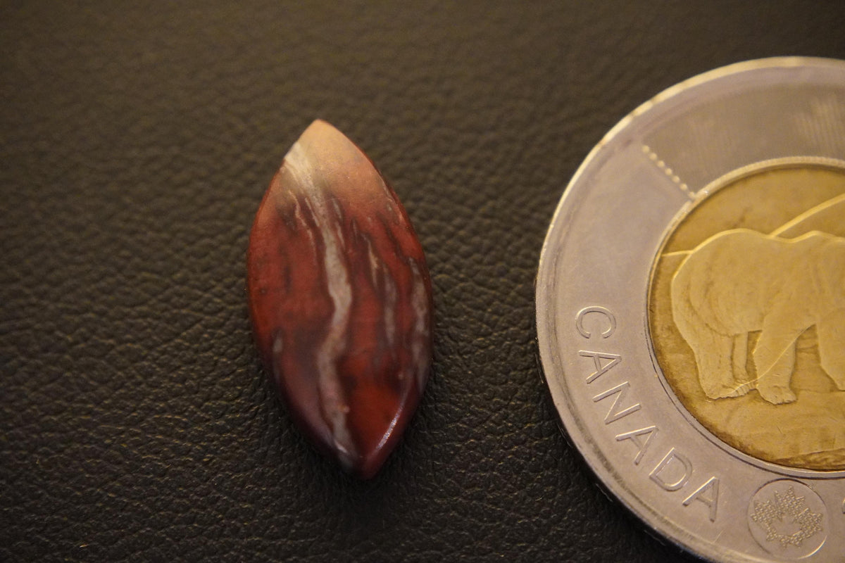 Jasper Cabochon, 19 x 9 mm, Handmade Marquise, from Newfoundland and Labrador, Canada