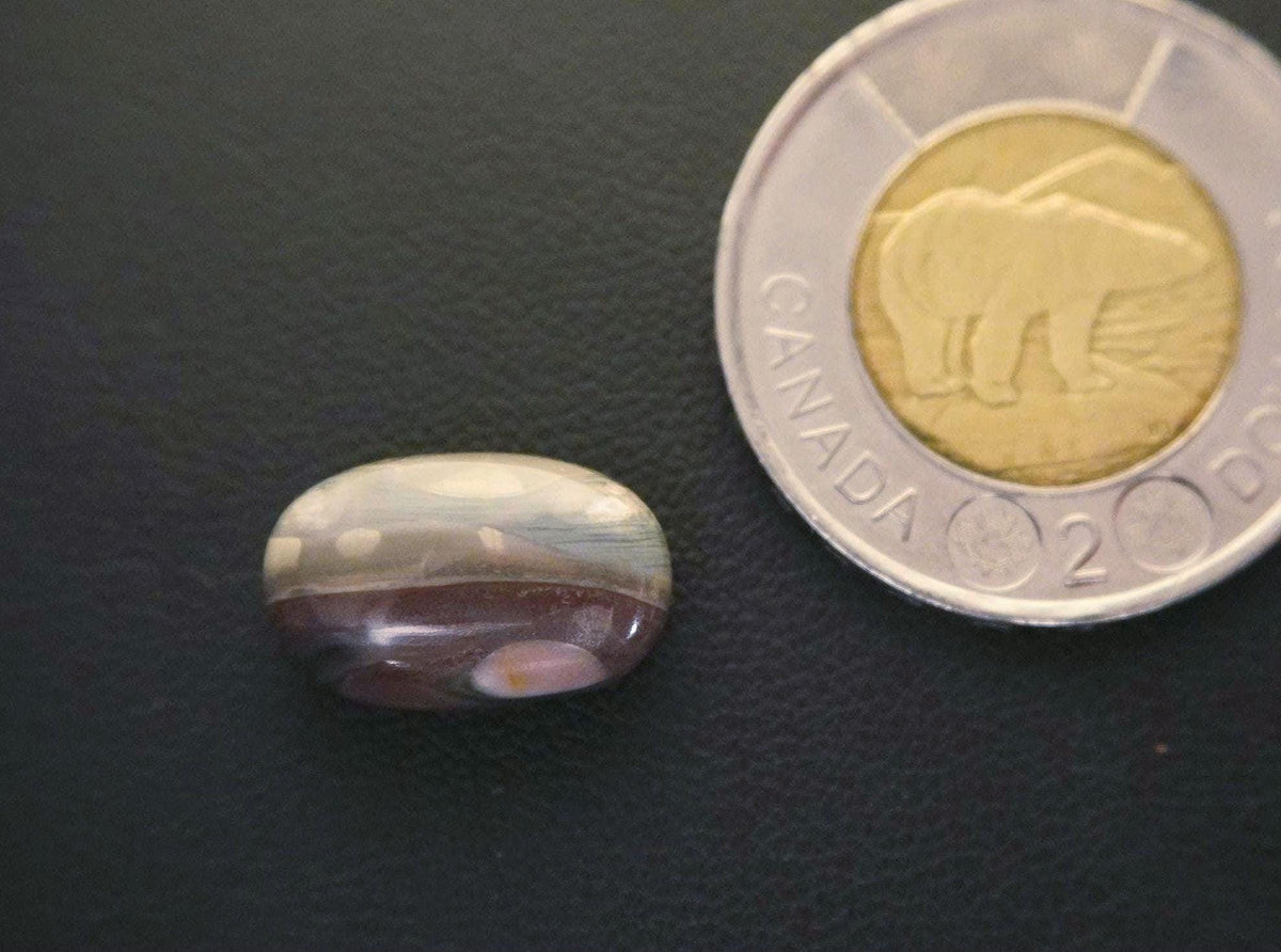 Picture Jasper Cabochon, 16 x 10 mm, Handmade Oval, from Newfoundland and Labrador, Canada