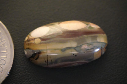 Picture Jasper Cabochon, 36 x 15 mm, Handmade Oval, from Newfoundland and Labrador, Canada