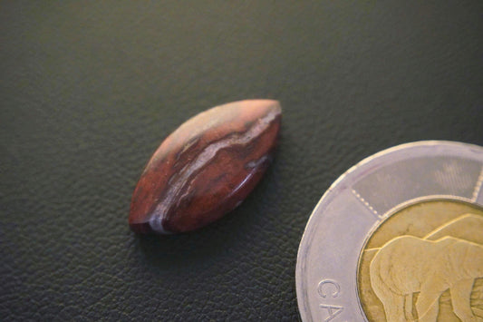 Cabochon de jaspe, 19 x 9 mm, marquise faite à la main, de Terre-Neuve-et-Labrador, Canada