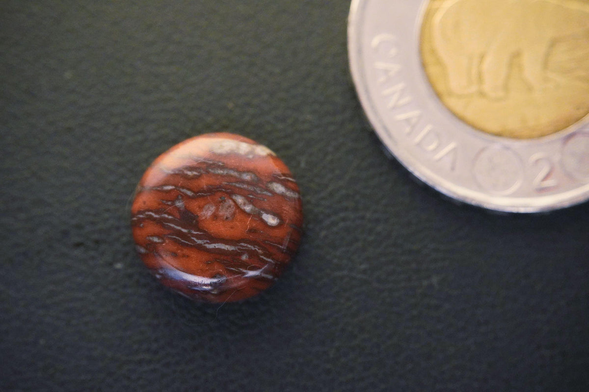 Jasper Cabochon, 14 x 5 mm, Handmade Round, from Newfoundland and Labrador, Canada