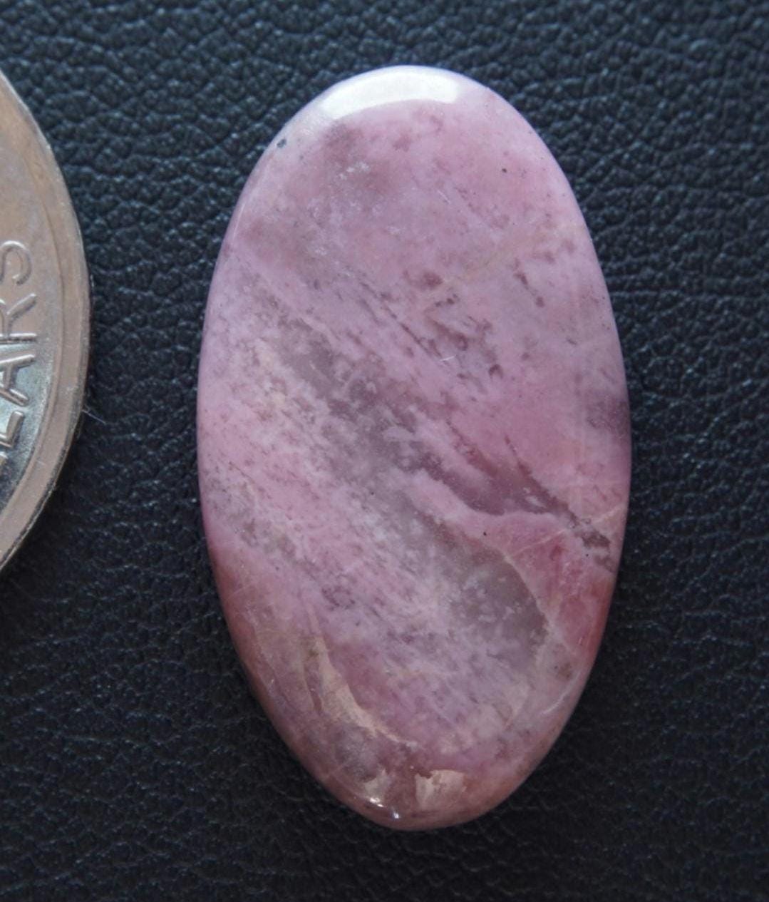 Rhodonite Cabochon, 27 x 16 mm, Handmade Oval, from British Columbia, Canada