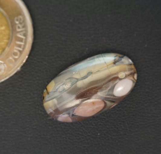 Cabochon en jaspe paysage, 36 x 15 mm, ovale fait main, de Terre-Neuve-et-Labrador, Canada
