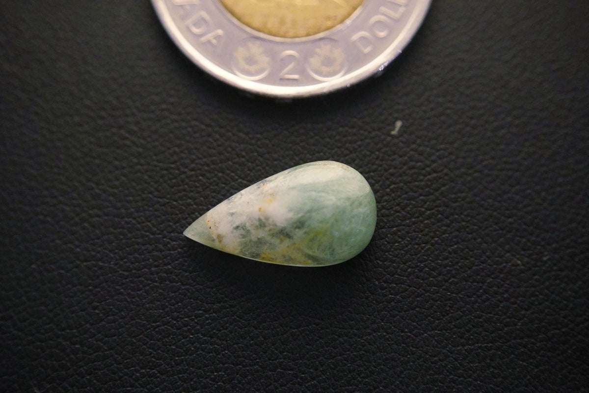 Fluorite Cabochon, 18 x 10 mm, Handmade Pear, from Newfoundland and Labrador, Canada