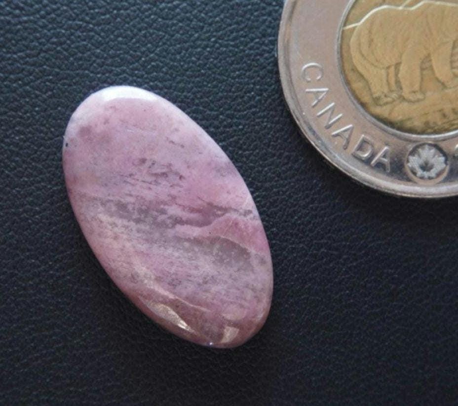 Rhodonite Cabochon, 27 x 16 mm, Handmade Oval, from British Columbia, Canada
