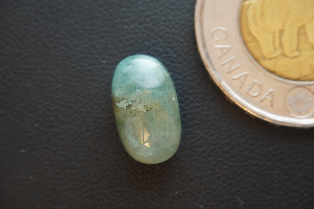 Aquamarine Cabochon, 14 x 8 mm, Handmade Oval, from Newfoundland and Labrador, Canada