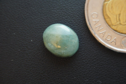 Aquamarine Cabochon, 12 x 10 mm, Handmade Oval, from Newfoundland and Labrador, Canada