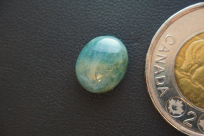 Aquamarine Cabochon, 12 x 10 mm, Handmade Oval, from Newfoundland and Labrador, Canada