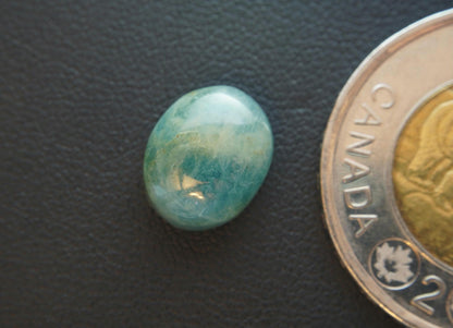 Aquamarine Cabochon, 12 x 10 mm, Handmade Oval, from Newfoundland and Labrador, Canada