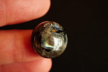 Labradorite Cabochon, 17 x 8 mm, Handmade Round, from Newfoundland and Labrador, Canada
