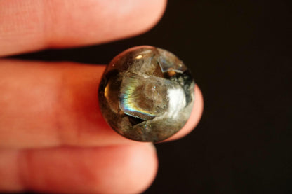 Labradorite Cabochon, 17 x 8 mm, Handmade Round, from Newfoundland and Labrador, Canada