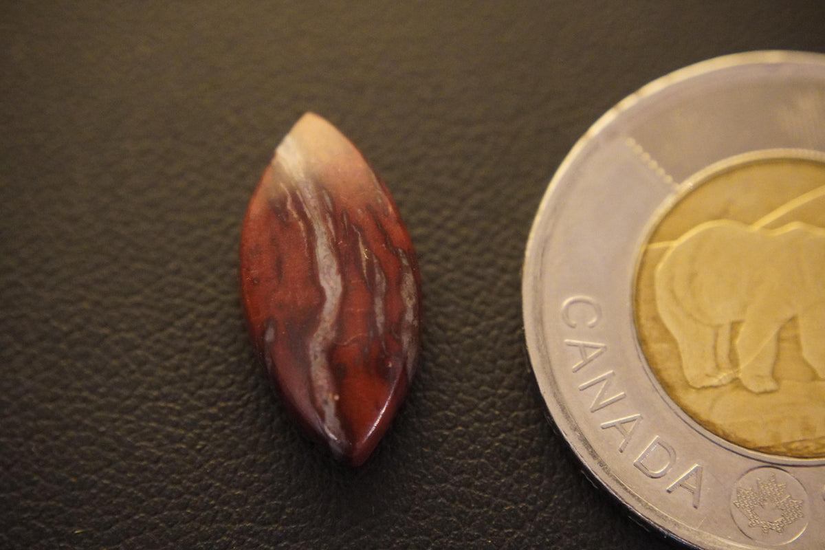 Jasper Cabochon, 19 x 9 mm, Handmade Marquise, from Newfoundland and Labrador, Canada