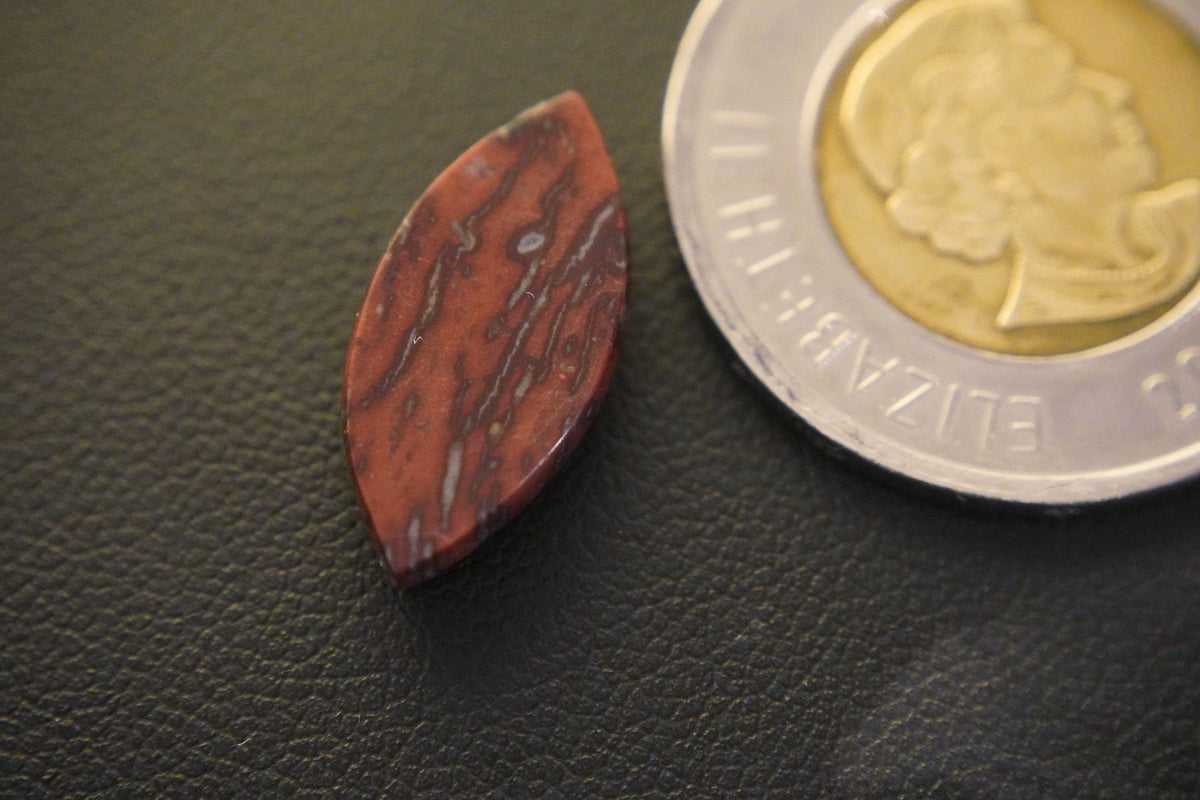 Jasper Cabochon, 20 x 10 mm, Handmade Marquise, from Newfoundland and Labrador, Canada