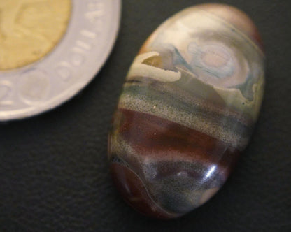 Picture Jasper Cabochon, 26 x 16 mm, Handmade Oval, from Newfoundland and Labrador, Canada