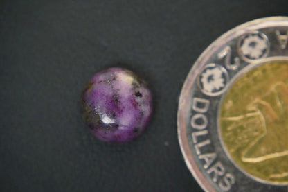 Corundum-Sapphire Cabochon, 13.5 x 5 mm, Handmade Round, from Newfoundland and Labrador, Canada