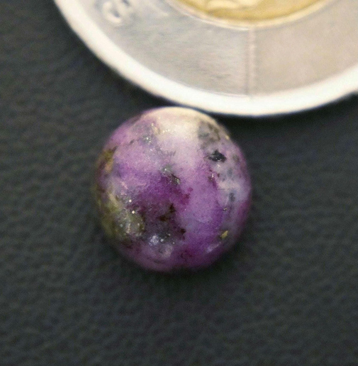Corundum-Sapphire Cabochon, 13.5 x 5 mm, Handmade Round, from Newfoundland and Labrador, Canada