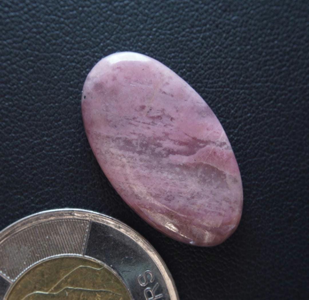 Rhodonite Cabochon, 27 x 16 mm, Handmade Oval, from British Columbia, Canada
