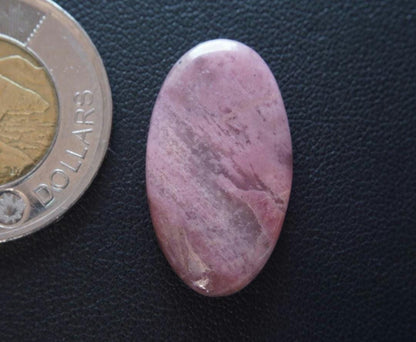 Rhodonite Cabochon, 27 x 16 mm, Handmade Oval, from British Columbia, Canada