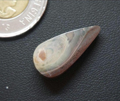 Orbicular Jasper Cabochon, 24 x 12 mm, Handmade Pear, from Newfoundland and Labrador, Canada