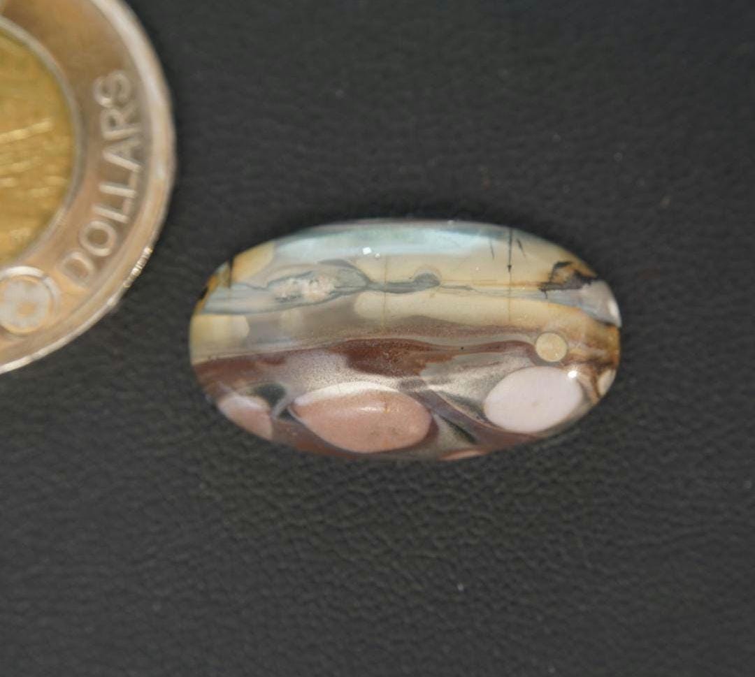 Picture Jasper Cabochon, 36 x 15 mm, Handmade Oval, from Newfoundland and Labrador, Canada