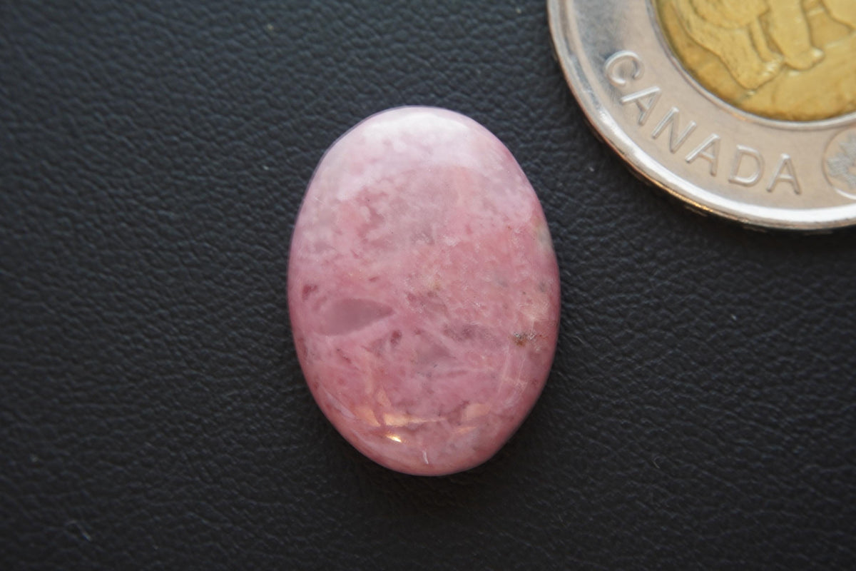 Rhodonite Cabochon, 20 x 15 mm, Handmade Oval, from British Columbia, Canada