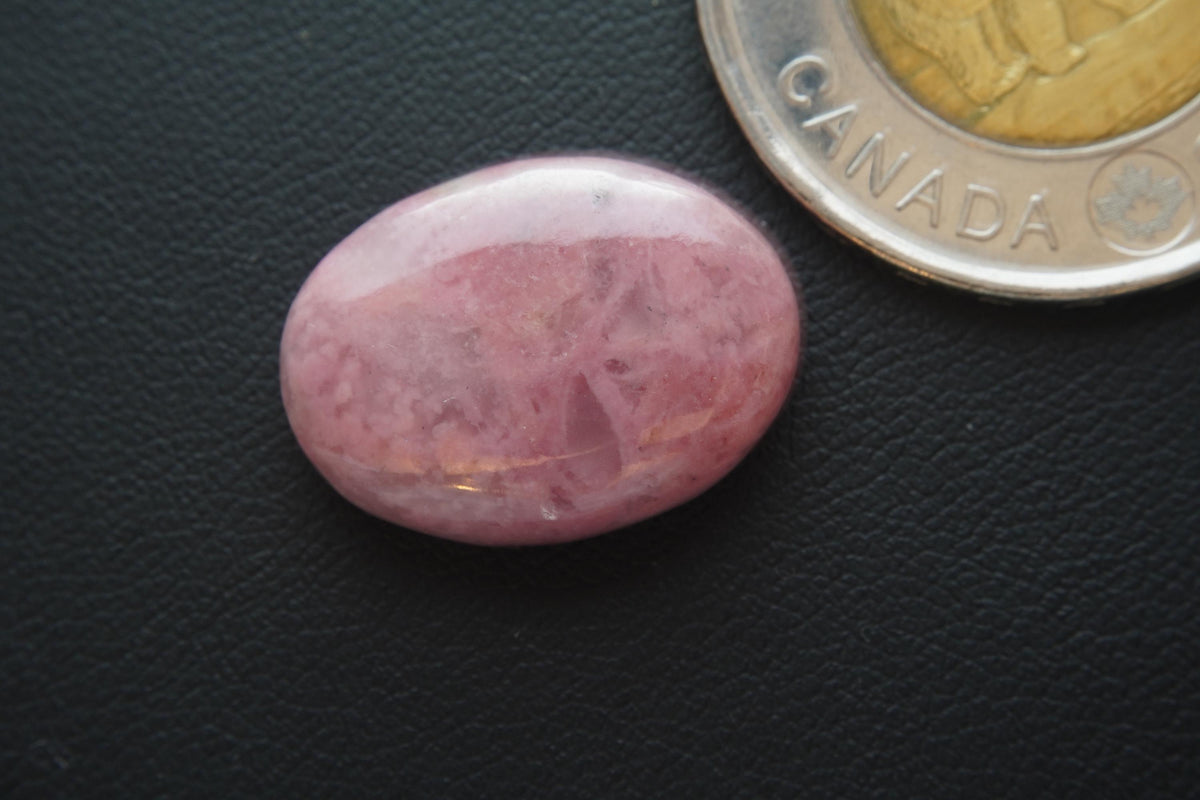 Rhodonite Cabochon, 20 x 15 mm, Handmade Oval, from British Columbia, Canada